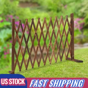 Extendable Wooden Garden Trellis Fence with Retractable Gate