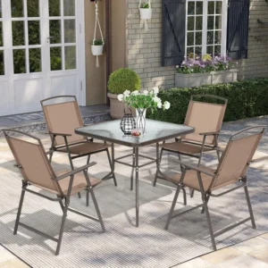 5 Piece Outdoor Dining Set, Patio Table and Chairs Set